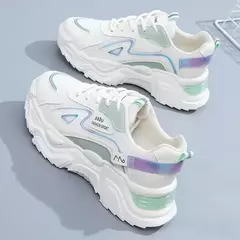 Sapatilhas de plataforma para mulheres, sapatilhas casuais para senhoras, sapatos baixos, verde, 2023