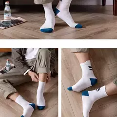 Meias altas e respiráveis masculinas, meias esportivas de rua, algodão, na moda, tamanho 39-44, 100% algodão, 5 pares na internet