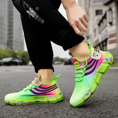 Imagem do Tênis de corrida antiderrapante respirável masculino, tênis leve, calçado verde fluorescente, calçado confortável, nova moda