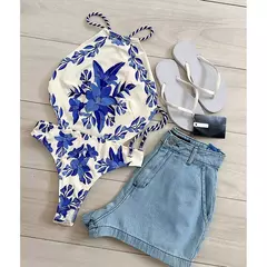 Imagem do Maiô vintage de uma peça para mulheres, estampa retrô, moda praia halter, monokini sexy, maiô feminino, novo, 2024