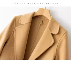 2023 elegante simples casaco feminino outono e inverno novo um botão pura lã reversível casaco de lã longo selvagem top das mulheres na internet
