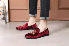 Imagem do Sapatos de couro de camurça para homens, sapatos de casamento, sapatos baixos Oxford, mocassins bordados, tamanho grande, alta qualidade, designer, luxo, festa