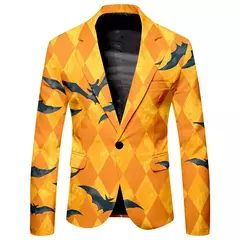 Terno solto casual estampado em Halloween masculino, jaqueta de botão único, p - comprar online