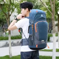 Imagem do Mochila de caminhada resistente à água com capa de chuva, esporte ao ar livre, mochila de viagem para camping, escalada, montanhismo, 65L