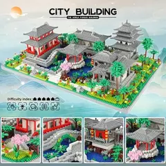 Blocos de construção de paisagem de jardim clássico da China Suzhou com LED modelo antigo mini tijolos de diamante brinquedo presente para crianças adultas - comprar online