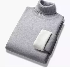 Imagem do Pulôver de gola alta masculino, gola alta, velo, quente, slim fit, suéter casual, jumper monocromático, tendência de inverno, 4XL