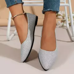 Mocassins deslizantes respiráveis para mulheres, sapatilhas rasas, fundo macio, sapatos de barco com dedo apontado, tamanho grande, 43, moda verão, 2024 - loja online
