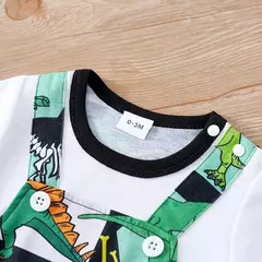 Fato de dinossauro bonito do recém-nascido, roupa de bebê, estampa completa, macio, meninos e meninas, manga curta, alça falsa, verão, 0-18 - comprar online