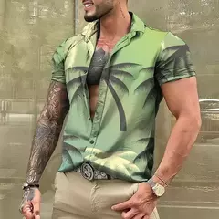 Camisa Havaiana Masculina com Estampa 3D de Coqueiro, Camisa Praia Confortável, Top Manga Curta, Moda Casual, S-6XL - Wolf Magazine