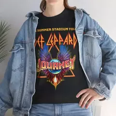 Camiseta Def Leppards masculina e feminina, blusa de manga curta, tamanho grande, streetwear de verão, camiseta gráfica banda rock, Journey Merch na internet