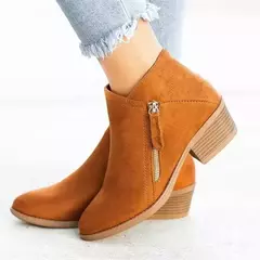 Ankle boots com salto quadrado para as mulheres, ankle boots com plataforma, sexy, cáqui, moda, novo, para o outono e inverno, 2024