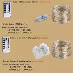 LED Copper Wire String Lights, USB a pilhas, Fairy Lights, Guirlanda para Camping, Festa de jardim, Casamento, Decoração de Natal na internet