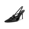 Salto Slingback vermelho vinho para mulheres, Stiletto Pointy Toe, Sandálias de salto alto, Sapatos de festa, Bombas, Sexy, Novo, 2024
