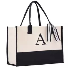 Sacola de lona feminina, sacola inicial de viagem, bolsa de maquiagem com zíper, alça ajustável personalizada, dia das mães, presente de aniversário - Wolf Magazine