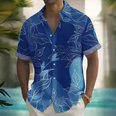 Camisa de praia masculina com impressão 3D, manga curta, extragrande, botão, solta, casual, havaiana, rua, diário, moda verão