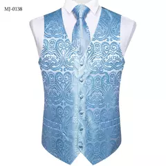 Imagem do Festa de casamento ouro colete paisley floral jacquard colete masculino 4 pçs colete gravata lenço anel hanky abotoaduras conjunto dibangu