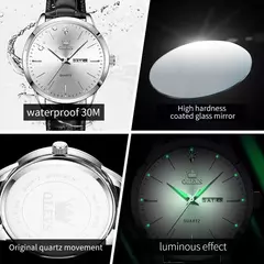 OLEVS-Relógio Quartz Masculino, Relógio de Pulso em Couro, Big Dial, Calendário Duplo, Impermeável, Luminoso, Top Brand, Moda, 2935, 43mm - loja online