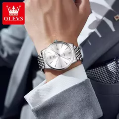 Imagem do OLEVS-Relógios de luxo high-end para homens, relógios originais de aço inoxidável, marca top, relógio de quartzo, relógio manual, moda