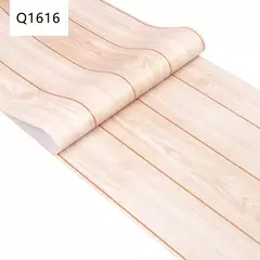 Imagem do Papel de parede autoadesivo listrado de madeira do PVC, etiqueta impermeável, parede do fundo, mesa, armário, mobília, renovação, 45cm