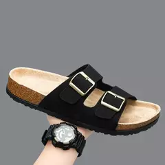 Imagem do Sandálias masculinas de couro para praia, chinelo confortável, sapatos de marca original, verão 2022