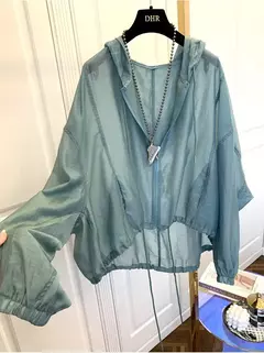 Casacos de zíper à prova de sol femininos, casacos finos e soltos, roupas para ver através do exterior, roupas leves, pretas, verão - comprar online
