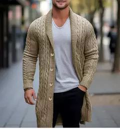 Jaqueta de cardigã de tricô slim fit masculina, casaco masculino, manga comprida, estilo britânico, roupas de botões, primavera, outono, 2024 na internet