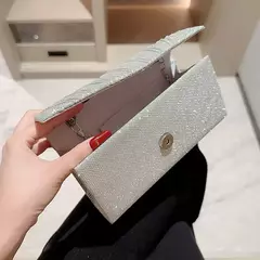 Bolsas de cetim luxuosas para mulheres, bolsa de embreagem banquete lantejoulas, ouro e prata, bolsa para festa de casamento, corrente elegante