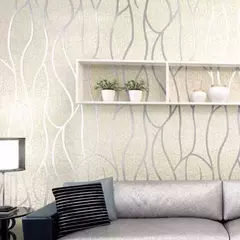 Imagem do Papel de parede 3D não tecido à prova de umidade, fundo moderno, adesivos de parede engrossados, listras curvas, europeu, 53cm