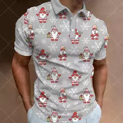 Imagem do 3D Natal Imprimir Polo T-shirts para homens, camisas soltas de grandes dimensões, Street Designer, mangas curtas, roupas simples, alta qualidade