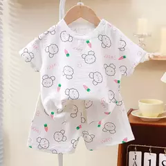 Conjunto de pijama infantil de cor sólida, roupa confortável para crianças, meninas e meninos, roupas de verão, novo - Wolf Magazine