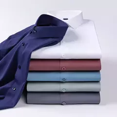Homens de Manga Longa Stretch Camisas, Anti-Rugas Camisas, Slim Fit, Blusa de Negócios Sociais, Branco, Novo, S-8XL - Wolf Magazine