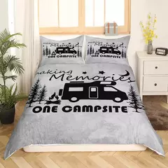 Imagem do Conjunto de capa de edredão para menino e adolescentes, tampa de cama, tampa de cama, praia, estilo férias, camping feliz, rei, verão
