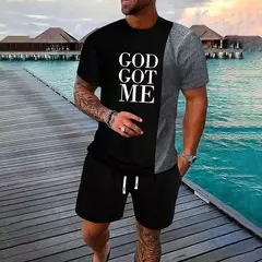 Conjunto de camiseta e shorts casuais masculinos, tops de praia estampados em 3D, moda streetwear, roupas esportivas, estilo havaiano, novo, 2 peças