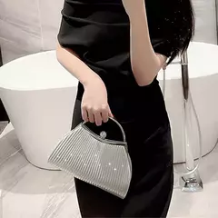 Bolsa de noite plissada para mulheres, alça superior, glitter dia clutch, jantar de casamento feminino vestida bolsa clipe de diamante, ouro - comprar online
