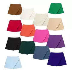 TRAF-saia de cintura alta feminina, calça cáqui assimétrica, branca e preta, shorts casuais, verão 2021 - comprar online