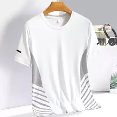 Camiseta de Manga Curta de Seda Gelo Masculina, Top Fino, Secagem Rápida, Respirável, Fitness, Esportes, Corrida, Elasticidade, Estampada, Verão, 5XL na internet