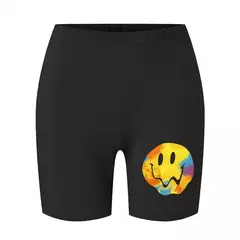 Imagem do Meia-calça curta feminina casual fitness, amor engraçado, estampas gráficas de rosto sorridente, leggings elásticas altas, roupas esportivas femininas finas e macias