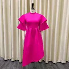 Vestido longo de babados fairyshely sólido para mulheres, manga curta, grande e grande, festa de verão para mulheres, vestido curvilíneo apertado, tamanho grande, 2021 - Wolf Magazine