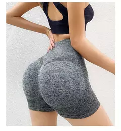 Shorts de ioga para mulheres, treino elástico, cintura alta, controle de barriga, calças Ruched Booty, calças justas de compressão sem costura