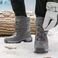 Botas de neve de pelúcia quente para homens, botas impermeáveis de motocicleta, botas antiderrapantes, top alto, novo, inverno