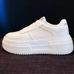Tênis feminino vulcanizado em couro em U, sapatos casuais brancos, respirável, esporte, andar, correr, flats plataforma, novo, 2023 - comprar online