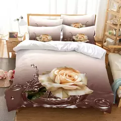 Imagem do Rosas vermelhas conjunto capa de edredão rainha tamanho rei completa 3d conjuntos cama flor fronha colcha roupa única cama dupla 220x240 200x200