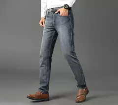 Wthinlee-Calça Jeans Stretch Casual Masculina, Calças Jeans Trabalho, Roupa de Marca Masculina Clássica, Azul, Preta, Nova, Moda - loja online