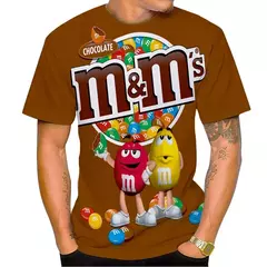 M & m's-Feijão Chocolate Masculino e Feminino T-shirt Estampada em 3D, Casual, Gola Redonda, Manga Curta, Engraçado, Camiseta Infantil, Tops Fofos - loja online