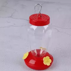 1 pçs novos plástico pássaro alimentador de água garrafa pendurado beija-flor alimentador jardim ao ar livre plástico flor ferro gancho pet pássaro suprimentos - loja online