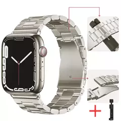 Pulseira de metal para Apple Watch, pulseira de aço inoxidável, pulseira para iWatch Series 7, 6, 5, 4, SE2, 9, 8 Ultra, 44mm, 40mm, 45mm, 41 milímetros, 42 milímetros, 49 milímetros