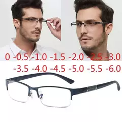 Óculos unisex miopia com meia armação de metal, prescrição miopia, novo, 0,-0,5,-1,-1,5,-2,-2,5,-3,-4,-5,-6