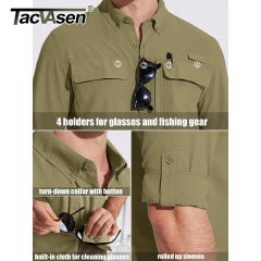 Tacvasen camisas de pesca de secagem rápida upf 50 + proteção solar masculina camisas de manga longa + curta malha respirável caminhadas trabalho camisas de carga - comprar online