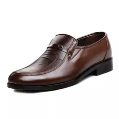 Sapatos baixos formais de couro masculino, Sapatos de vestir masculinos, Negócios, Escritório, Redondo, Respirável, Festa, Casamento, Trabalho, Nova Marca