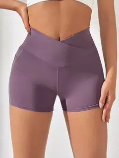 Calças de cintura alta para mulheres, calças apertadas para ioga fitness, shorts esportivos de dança corrida, pêssego, desgaste de três pontos - comprar online